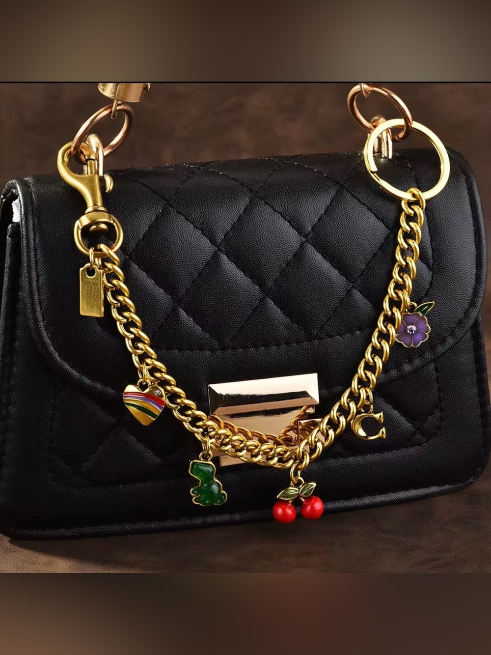 MOTIF Chain Bag Charm Brass Tea Rose Cherries
Rexy Heart C RESIN
